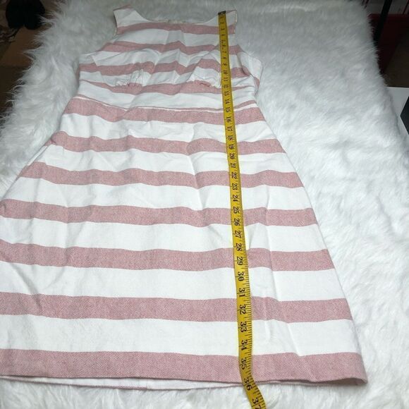 J.Crew Factory Pink White Striped Cotton Linen Sleeveless Sheath Dress Size 8 - Picture 7 of 10